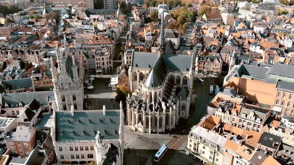 Saint Peter's Church, Leuven, Belgium. Aerial scenic cityscape view