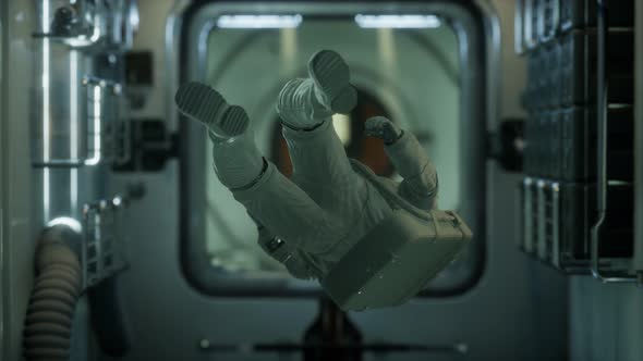 Astronaut Inside the Orbital Space Station alt