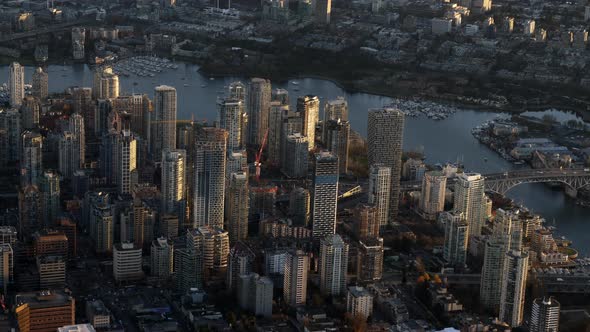 Granville Street Bridge Spans False Creek - Skyscrapers And High rise Building At Downtown Vancouver