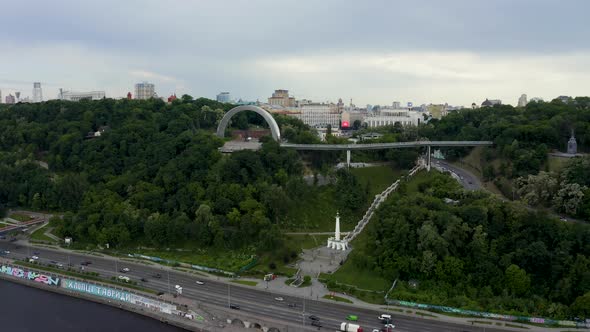 Panoramic View of Arch of Friendship of Peoples From the Sky