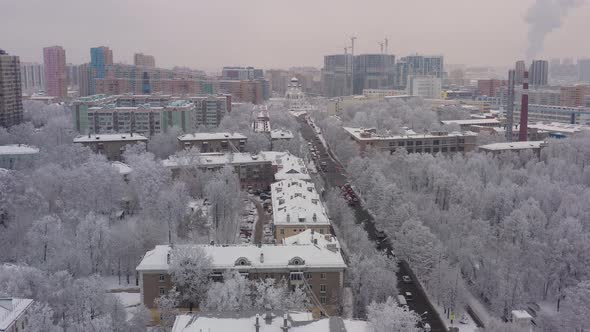 A Winter Cityscape After a Snowfall