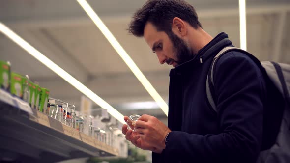 Businessman Shopping.Man In Shop Led Lamp.Shopping In Hypermarket Mall On Electronic Device Store