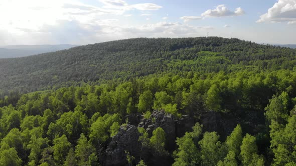 Aerial View of Green Trees at the Top of the Mountain