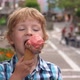 Blonde Boy Enjoys Eating a Tasty Ice Cream - VideoHive Item for Sale