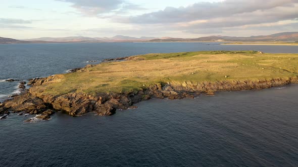 Aerial View of Inishkeel Island By Portnoo Next to the the Awarded Narin Beach in County Donegal