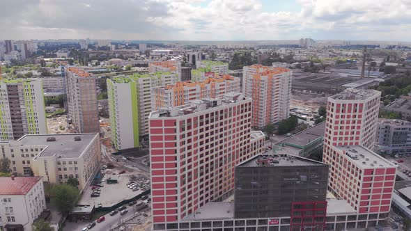 Colored Apartment Buildings Aerial