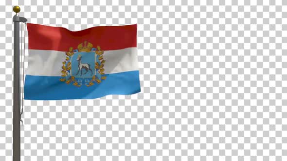 Samara Oblast Flag (Russia) on Flagpole with Alpha Channel - 4K