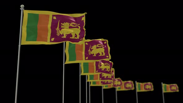 Sri Lanka Row Of Flags Animation Include Alpha Channel alt