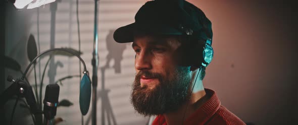 Close up of a filmmaker in his studio working