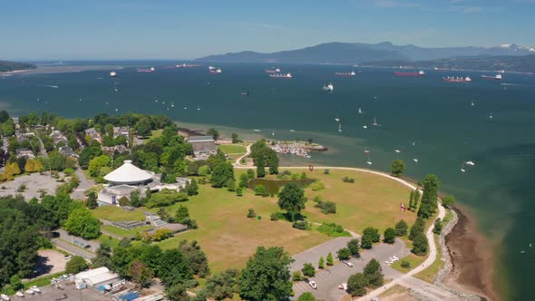 Aerial View Of Museum of Vancouver In Vanier Park, Vancouver, British Columbia, Canada - Barge and B