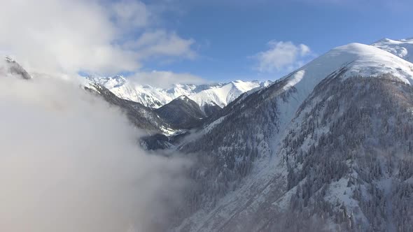 Fly Over Snowy Valley