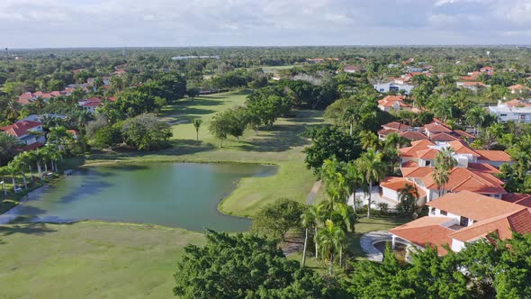 Luxurious and exclusive Metro Country Club in Juan Dolio; drone view