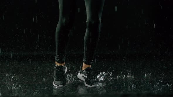 Beautiful Female Hip Hop Dancer In The Rain