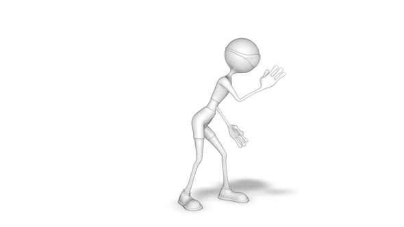 Cartoon 3D Man Dance  Looped on White