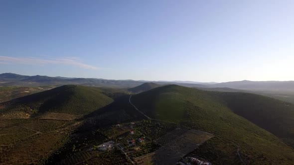 Aerial Nature Scene of Green Hills and Farmlands, Greece