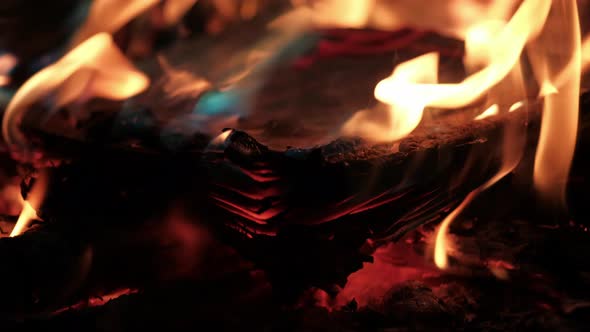 Paper burns in a fire.