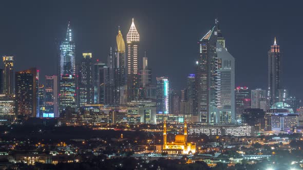 The Rhythm of the City of Dubai at Nightaerial Timelapse