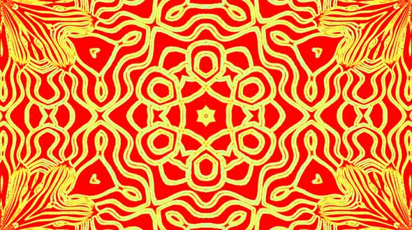 Bright abstract light governing full color, kaleidoscope,red background