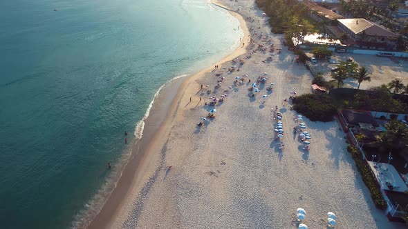 Sunset tropical summer beach. Brazilian beach tourism landmark.