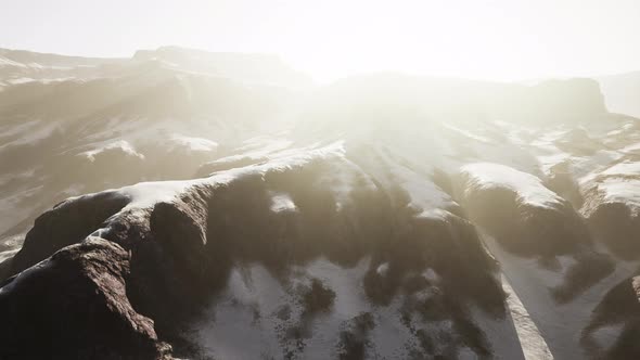 Lava Rock and Snow in Winter Time in Iceland