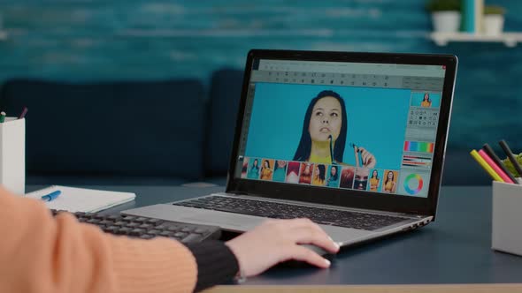 Photography Student Editing Picture on Retouching Software