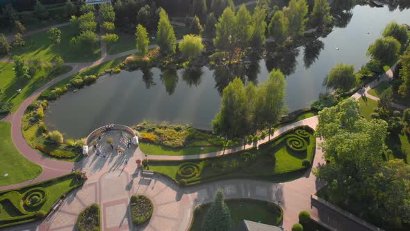 Aerial Top View in a Garden Park