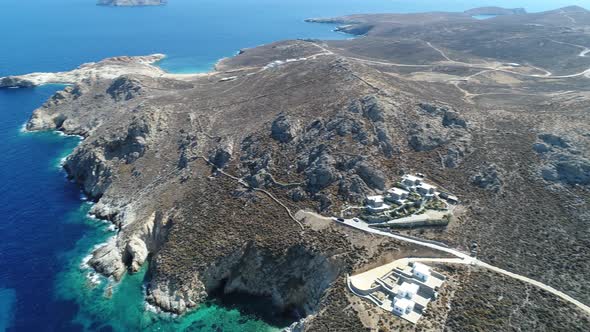 Psili Ammos beach on the Island of Serifos in the Cyclades in Greece seen fro