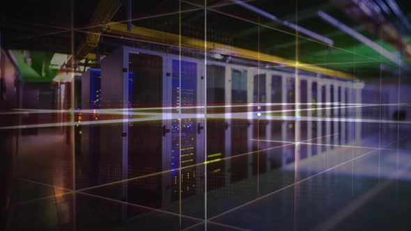 Laser grid with data server center in the back alt