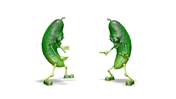 Two Cucumber - Looped Dance on White Background