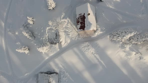 Roofs of Houses in the Snow