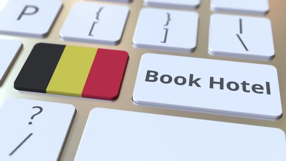 BOOK HOTEL Text and Flag of Belgium on the Buttons