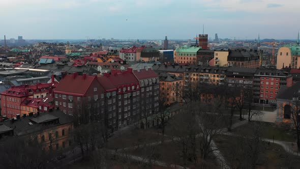 Aerial Panoramic View of Public Park and Houses in Neighbourhood