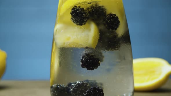 Dewberry lemonade in glass jug