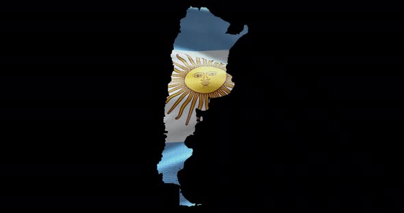 Argentina national flag background with country shape outline