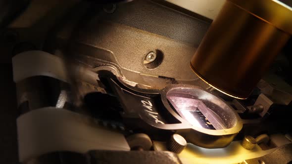 Close Up of a 35Mm Cinema Projector in a Movie Theater