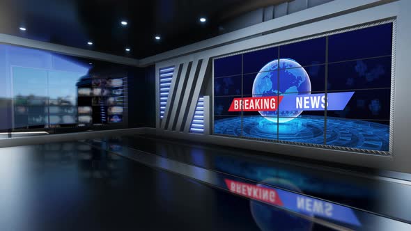 Virtual News Studio Set Green Screen Background Loop 4k