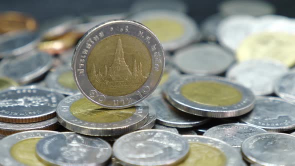 Thai Money from Thailand, Ten Baht Coin studio shot