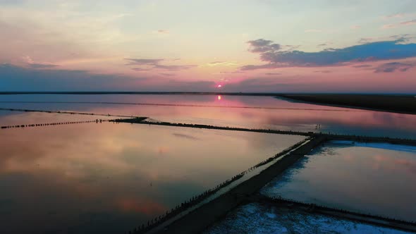 Sunset, pink lakes