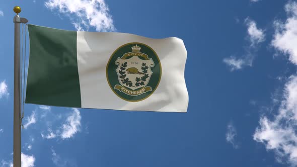 Kitchener City Flag Ontario (Canada) On Flagpole
