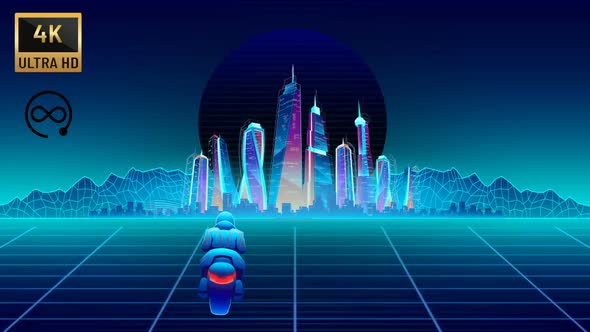 4K - Retro City Motorcycle Driving alt