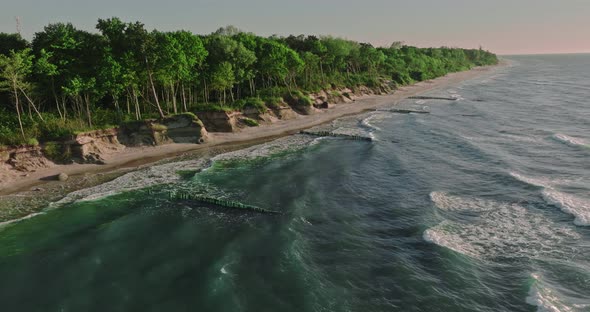 Beach and waves on Baltic Sea. Tourism at Baltic sea.