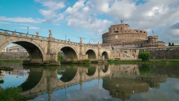 Time Lapse of Castel Sant Angelo in Rome , Italy