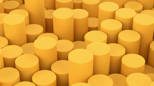 Abstract background composition with yellow tubes cylinders