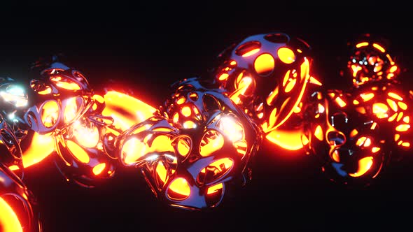 Glowing liquid changing shape. Infinitely looped animation