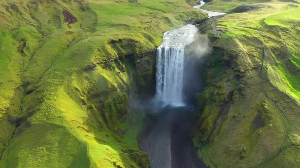 Skogafoss Waterfall Iceland From the Air