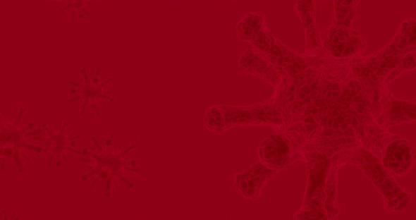Red Background 3d Simulation of Corona Virus alt