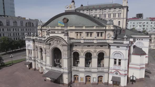 Kyiv. Ukraine: National Opera of Ukraine. Aerial View, Flat, Gray