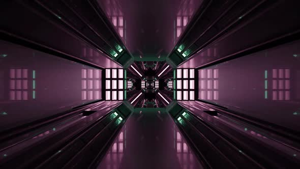 3d Illustration of  FHD 60Fps Moving Neon Tunnel