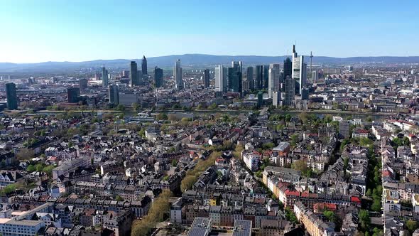 Aerial shot of Frankfurt am Main, Hesse, Germany