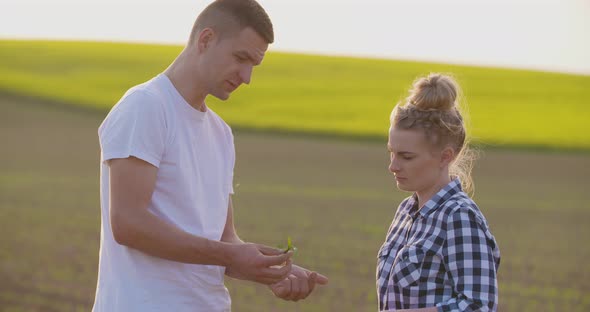 Two Farmers Working on Field Agriculture